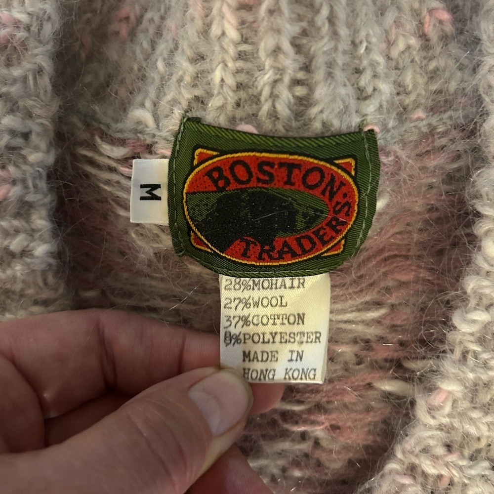 Vintage Boston Traders Wool/Mohair Blend Knit Sweater M Purple/Pink HongKong Ski - Picture 4 of 12